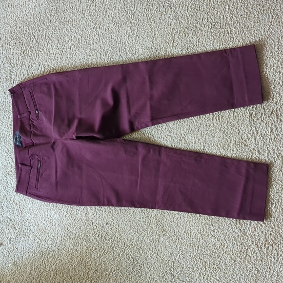 Talbots Chatham Burgundy Side Zip Straight Leg Pants Size 8 Petite - Picture 3 of 7